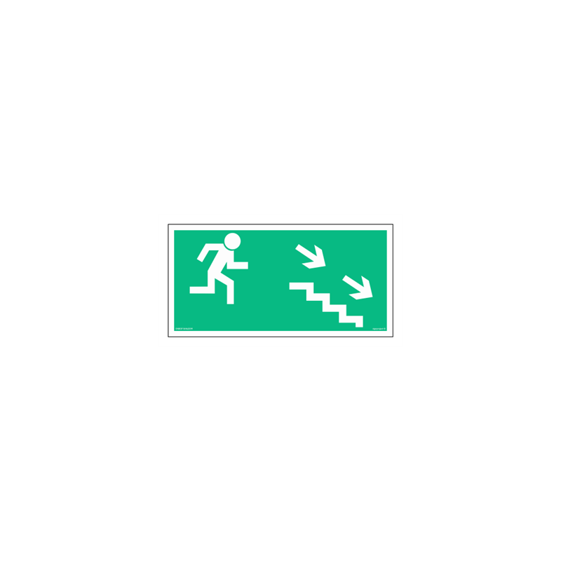 Znak ewakuacyjny AA004 Kierunek do wyjścia drogi ewakuacyjnej schodami w dół w prawo