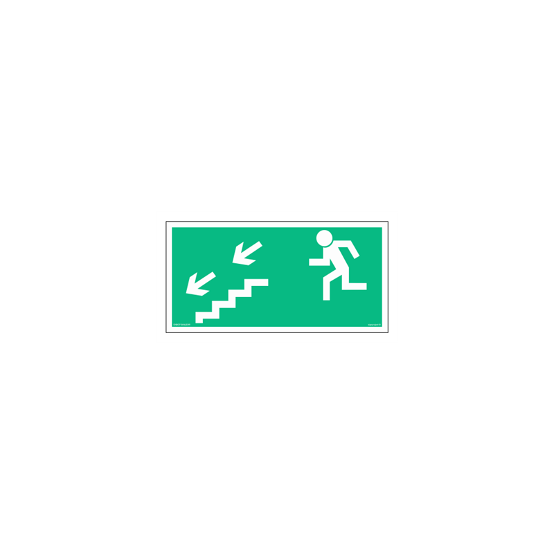Znak ewakuacyjny AA005 Kierunek do wyjścia drogi ewakuacyjnej schodami w dół w lewo