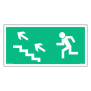 Znak ewakuacyjny AA006 Kierunek do wyjścia drogi ewakuacyjnej schodami w górę w lewo