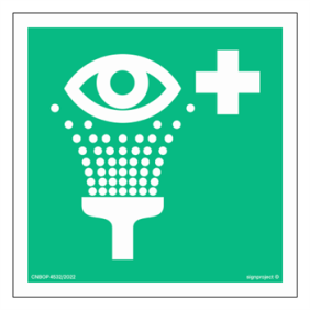 Znak ewakuacyjny AE011 Prysznic do przemywania oczu