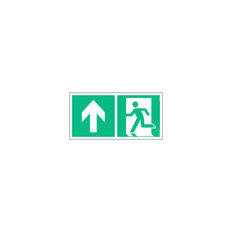 Znak ewakuacyjny AE090 Kierunek do wyjścia drogi ewakuacyjnej schodami w górę lewostronny