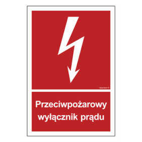 Znak ochrony PPOŻ. BB012 Przeciwpożarowy wyłącznik prądu