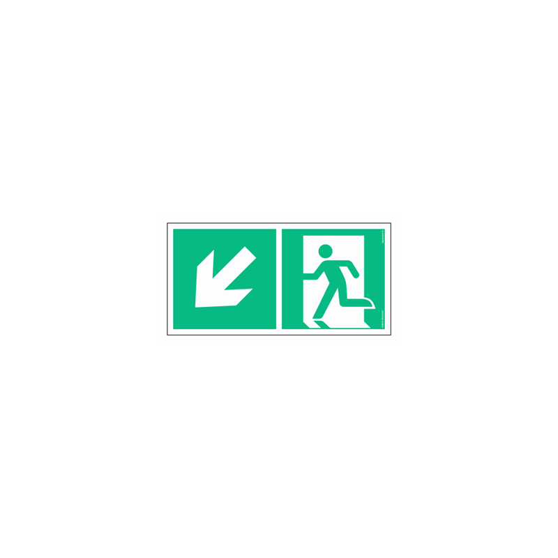 Znak ewakuacyjny AE093 Kierunek do wyjścia ewakuacyjnego w dół w lewo