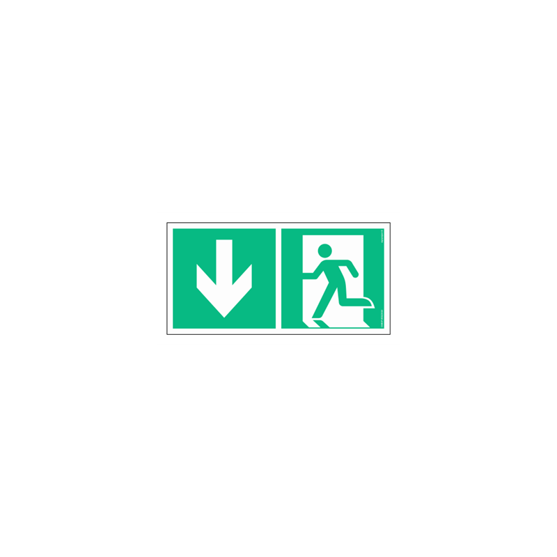Znak ewakuacyjny AE094 Kierunek do wyjścia ewakuacyjnego w dół lewostronny