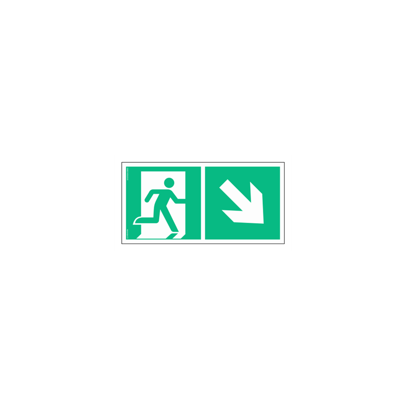 Znak ewakuacyjny AE098 Kierunek do wyjścia ewakuacyjnego w dół w prawo