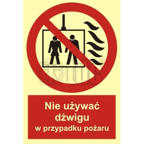 Znak nie używać dźwigu w przypadku pożaru BB 020