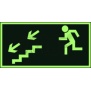 Znak kierunek do wyjścia drogi ewakuacyjnej schodami w dół w lewo  AA 005