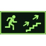 Znak  kierunek do wyjścia drogi ewakuacyjnej schodami w górę w prawo  AA 007