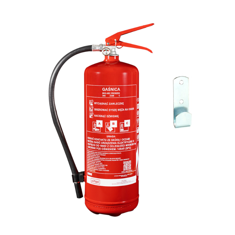 Gaśnica proszkowa 6kg ABC/E z wieszakiem GP6x MOBIAK