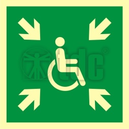 Znak miejsce zbiórki do ewakuacji dla osób niepełnosprawnych AA E024