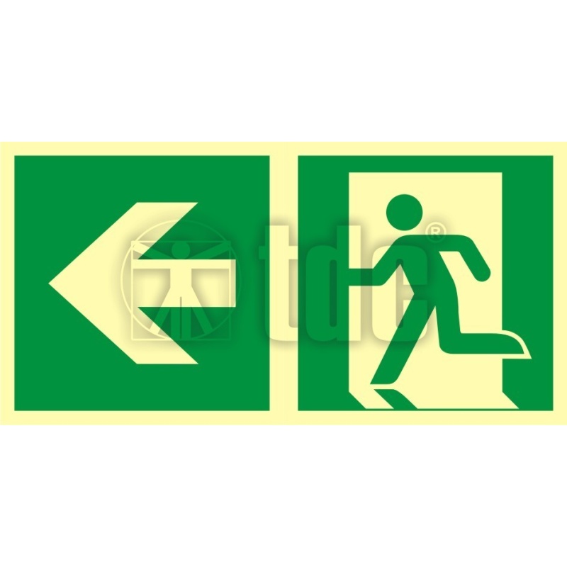 Znak  kierunek do wyjścia ewakuacyjnego – w lewo AA E102