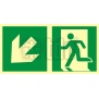 Znak  kierunek do wyjścia ewakuacyjnego – w dół w lewo AA E103