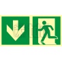 Znak  kierunek do wyjścia ewakuacyjnego – w dół (lewostronny) AA E104