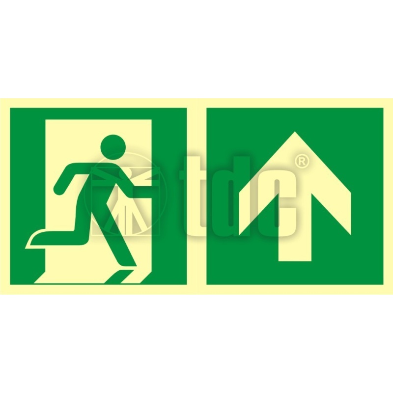 Znak kierunek do wyjścia ewakuacyjnego – w górę (prawostronny) AA E105
