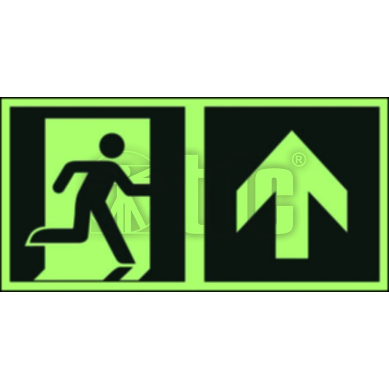 Znak kierunek do wyjścia ewakuacyjnego – w górę (prawostronny) AA E105
