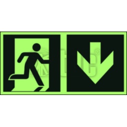 Znak kierunek do wyjścia ewakuacyjnego – w dół (prawostronny) AA E109