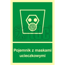 Znak pojemnik z maskami ucieczkowymi AB 003