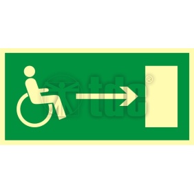 Znak kierunek do wyjścia drogi ewakuacyjnej dla niepełnosprawnych w prawo AC 012