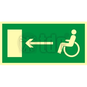 Znak kierunek do wyjścia drogi ewakuacyjnej dla niepełnosprawnych w lewo AC 013