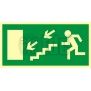 Znak  kierunek do wyjścia drogi ewakuacyjnej schodami w dół w lewo  AC 021