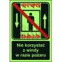 Znak zakaz korzystania z dźwigu osob. w razie pożaru AC 035