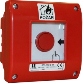 Ręczny ostrzegacz pożarowy, rozwierny, podtynkowy, IP65 OP1-W02-A-01